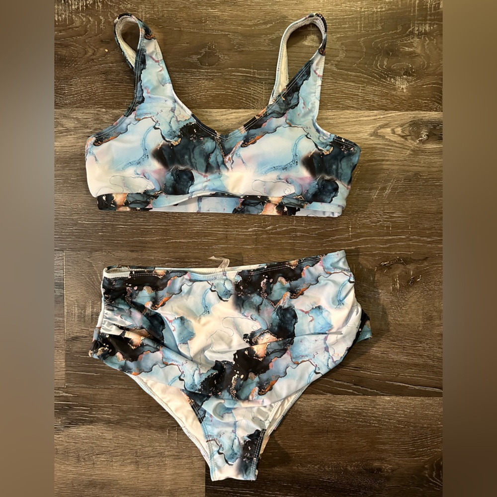 SHEIN Marble Print Bikini XL